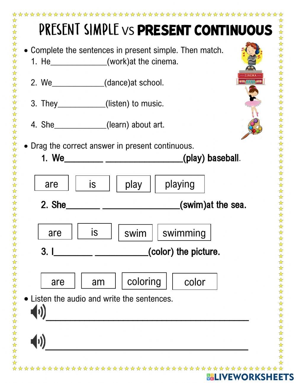 Present Simple Vs Present Continuous Online Exercise For Grade 2 