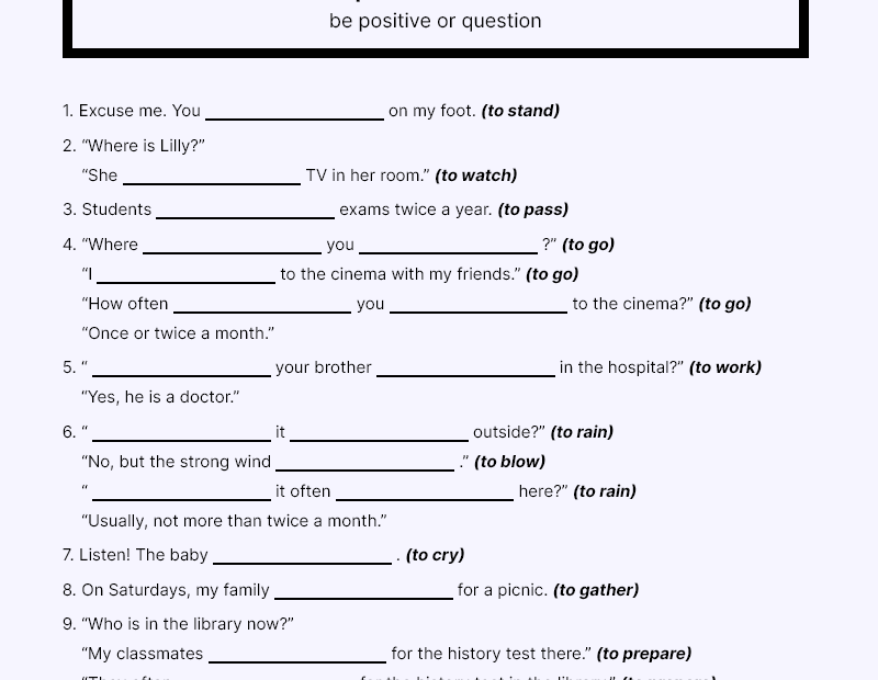 Present Simple Vs Present Continuous Worksheet