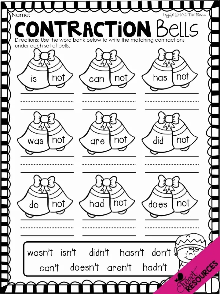 Printable Contractions Worksheets Pdf