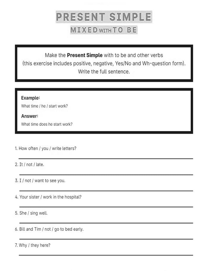 Printable Simple Present Tense Worksheets Quiz Free Download And 