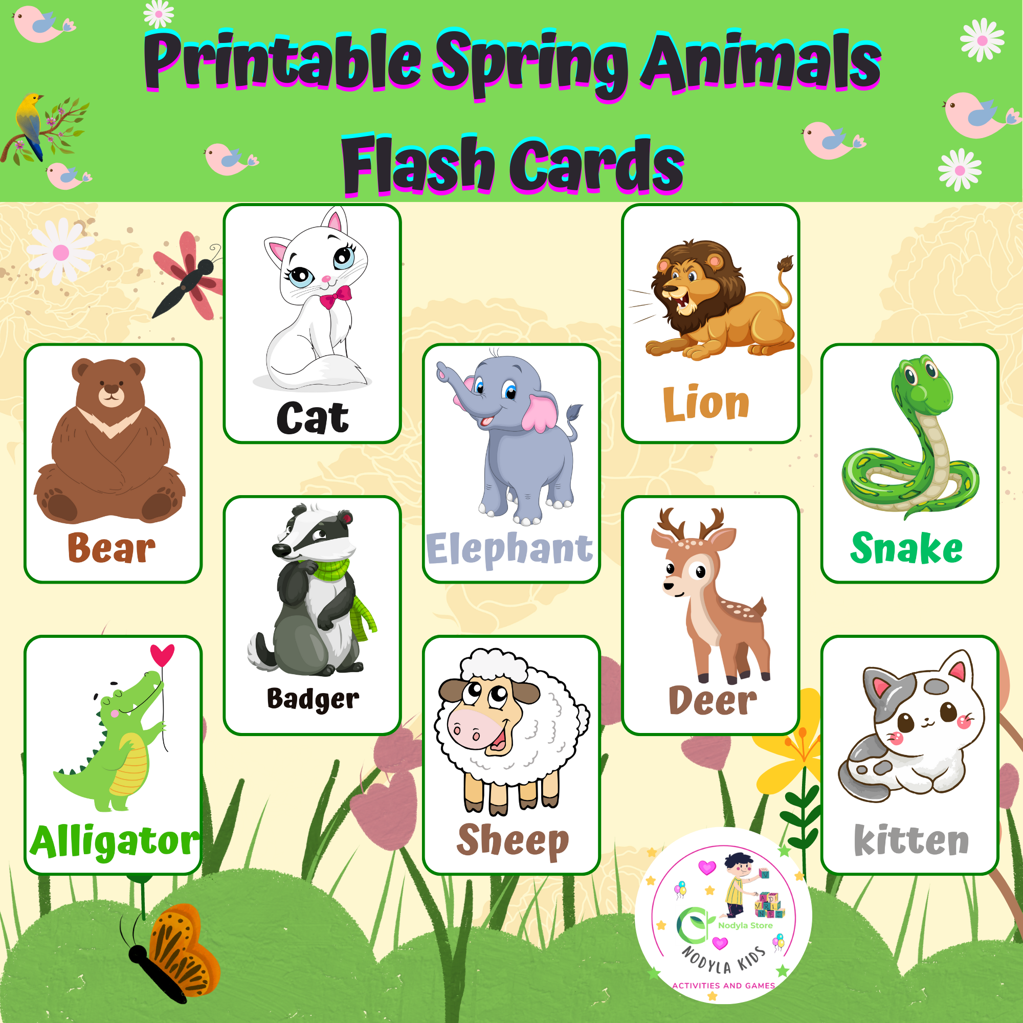 Printable Spring Animals Flash Cards Spring Activities Made By Teachers