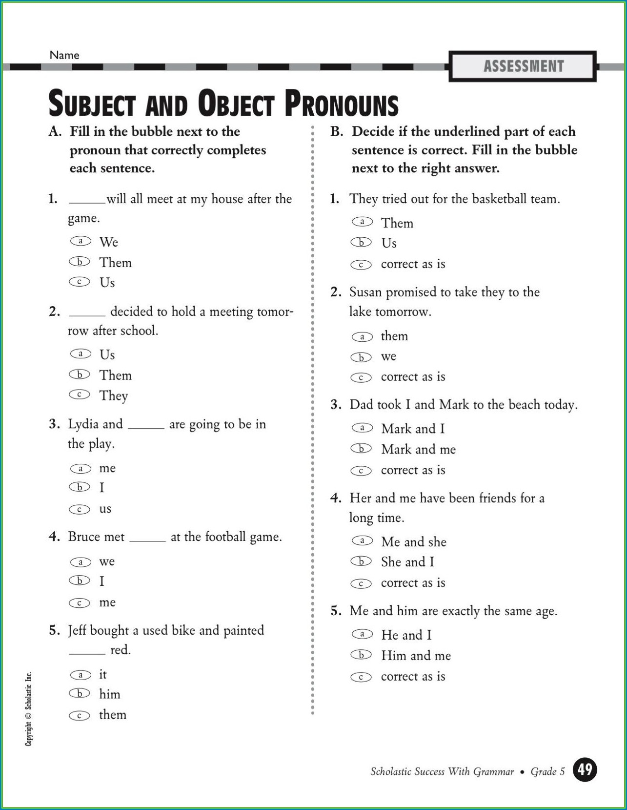 grammar printable worksheets