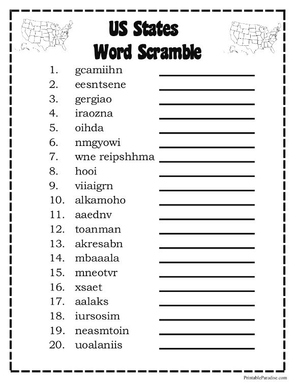 Printable Word Scramble Games For Adults
