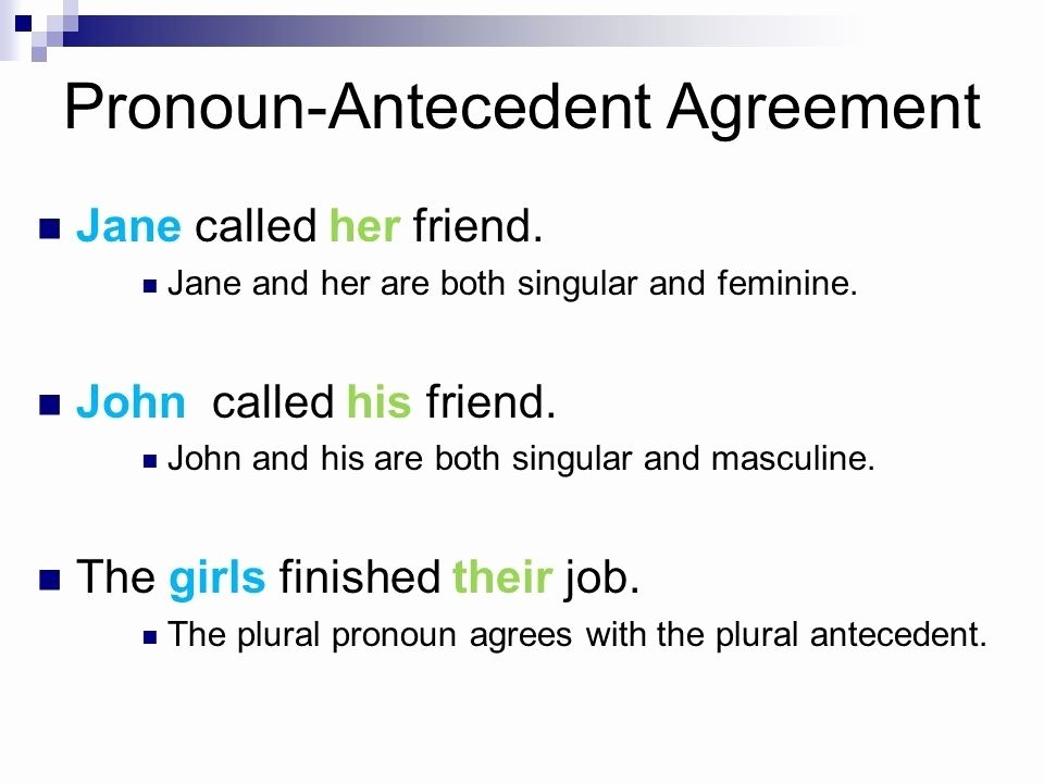 Pronoun And Antecedent Examples