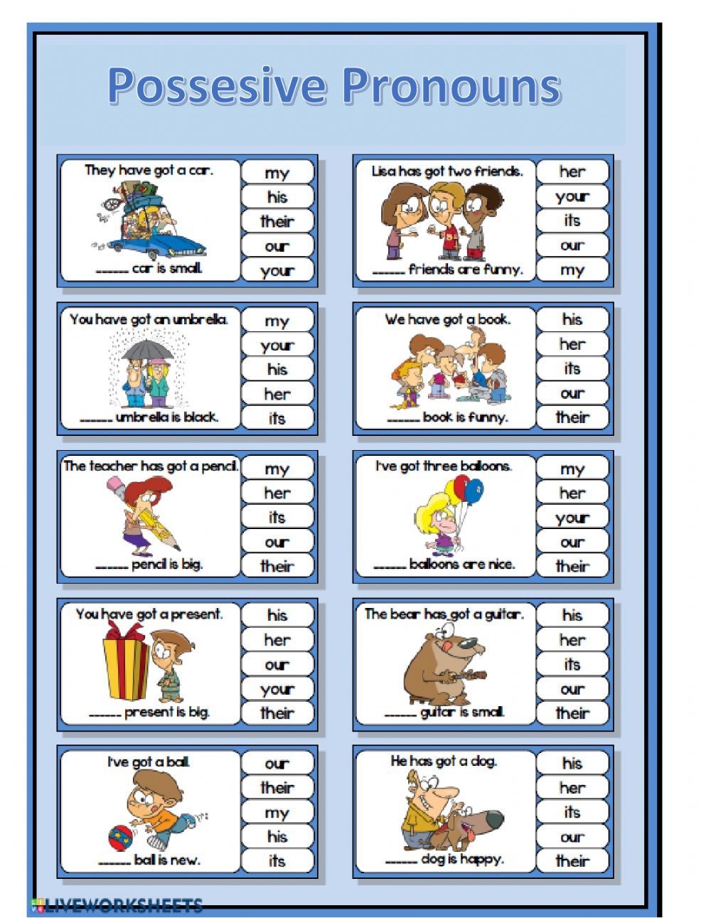 Pronoun Possessive Worksheet
