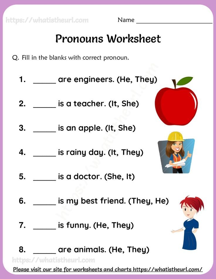 Pronouns Worksheets He She It And They With Answers Pronoun 