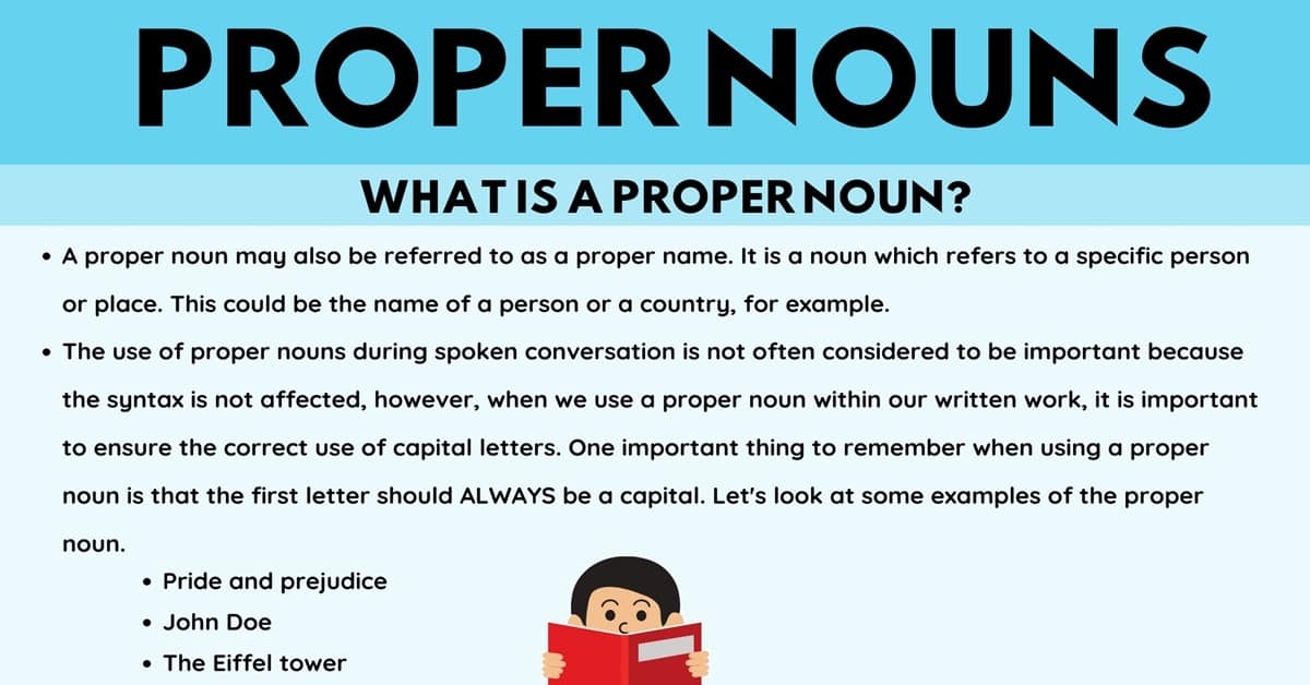 Proper Noun Definition Rules And Examples Of Proper Nouns 7ESL