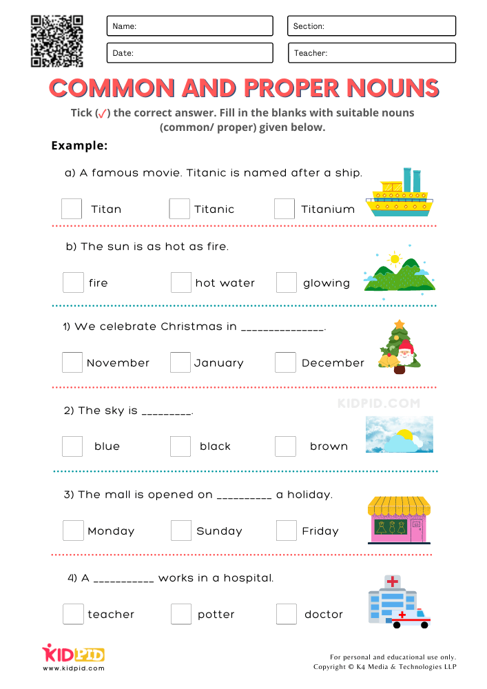 Proper Nouns Activity Sheet Images Photos Mungfali