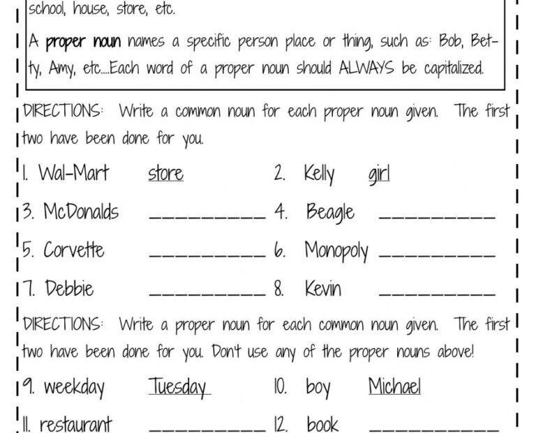 Proper Or Common Nouns Worksheet Proper And Common Nouns 2 Worksheet