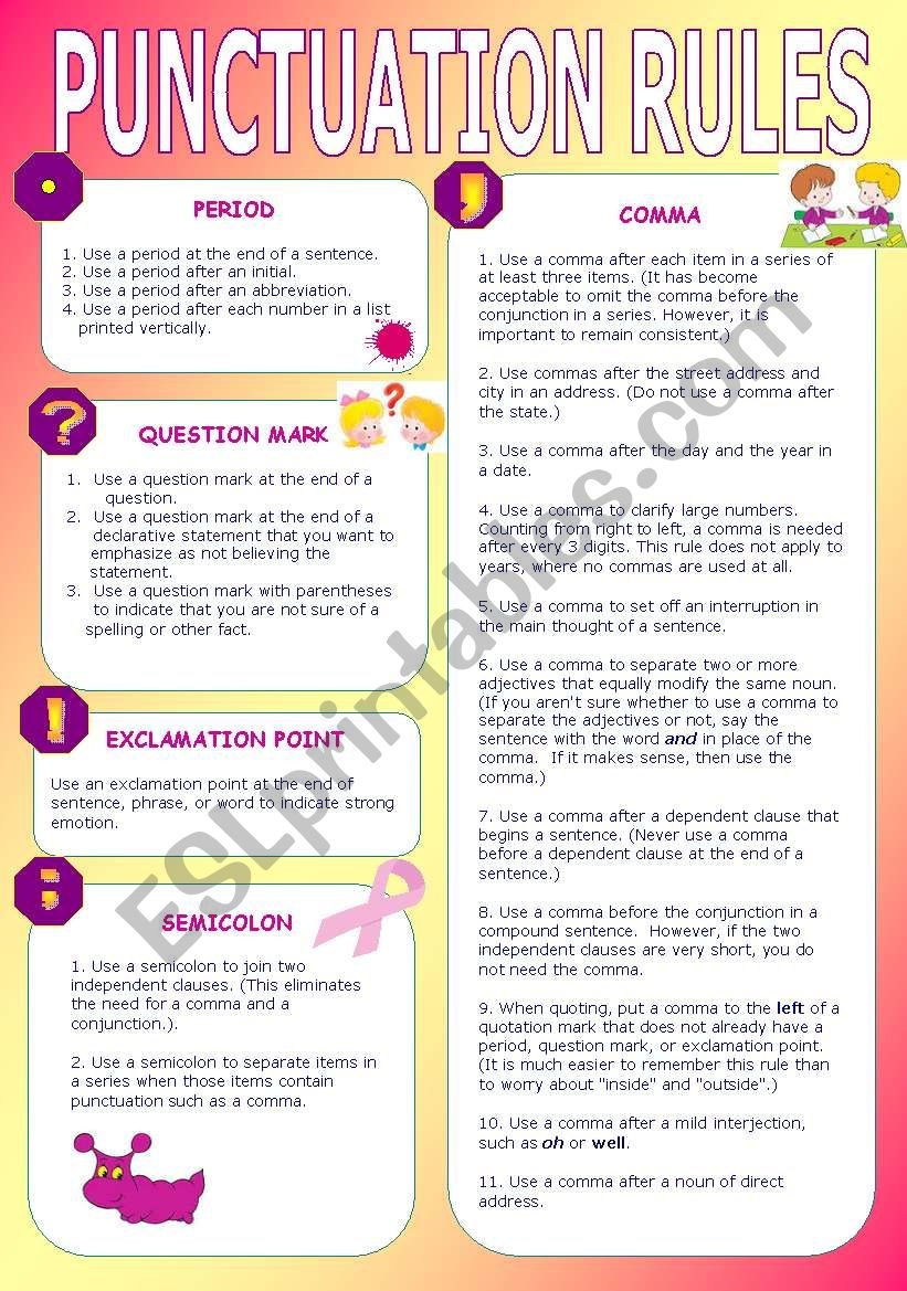 punctuation rules chart