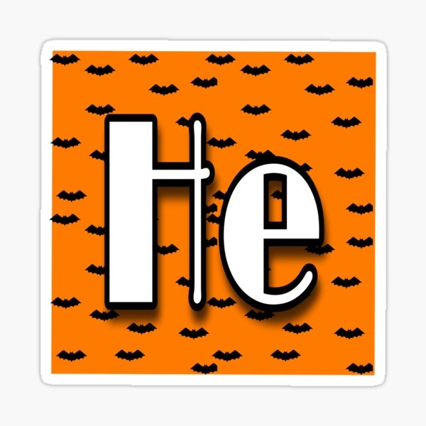 quot Orange Bat Pattern Halloween Male Pronouns He Him His quot Sticker For