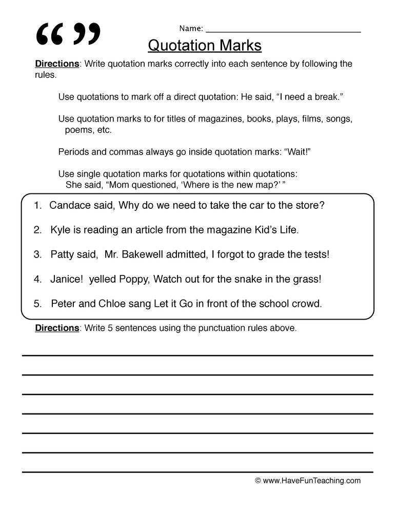 quotation marks punctuation rules