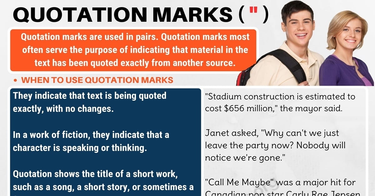 Quotation Marks quot When To Use Quotation Marks Punctuation Marks
