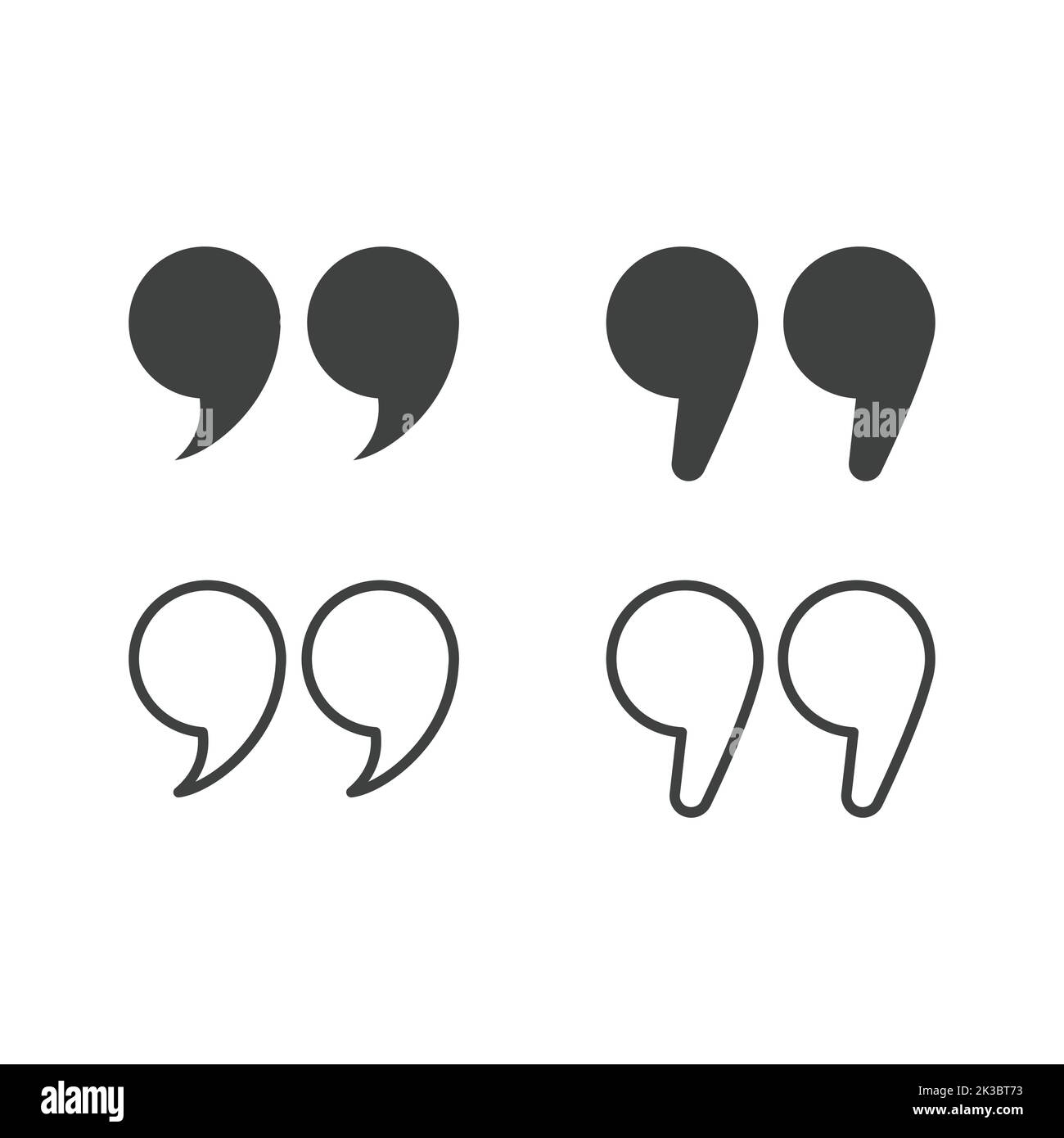 Quotes Quotation Marks Black Isolated Vector Icon Set Speech Mark 