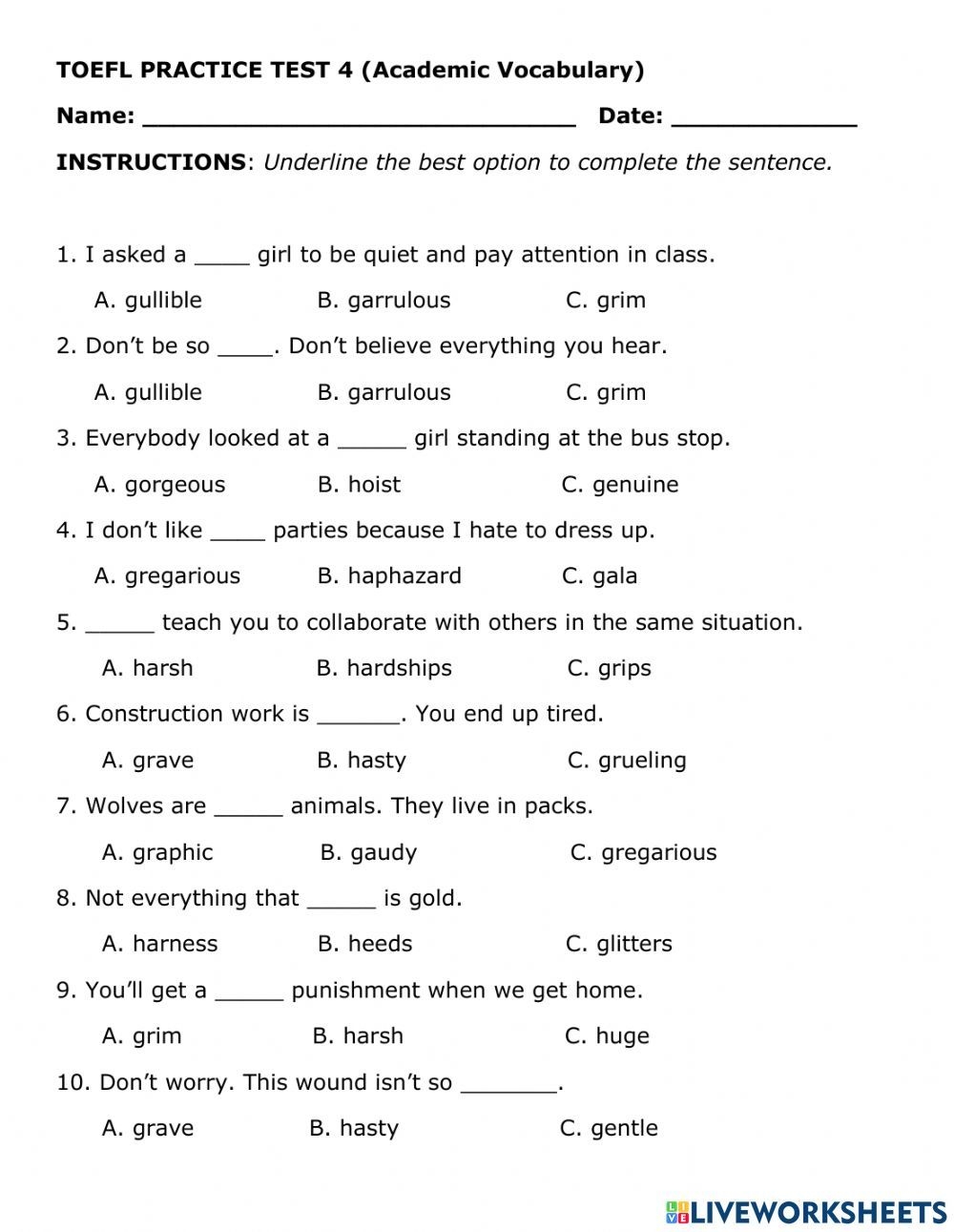 Random Vocabulary Online Worksheet For Upper Intermediate You Can Do 
