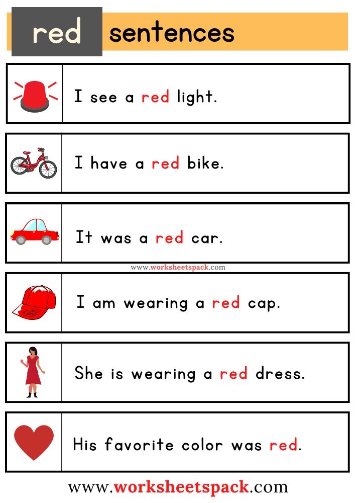 Red Sight Word Sentences Worksheet Free Printable Sight Word 