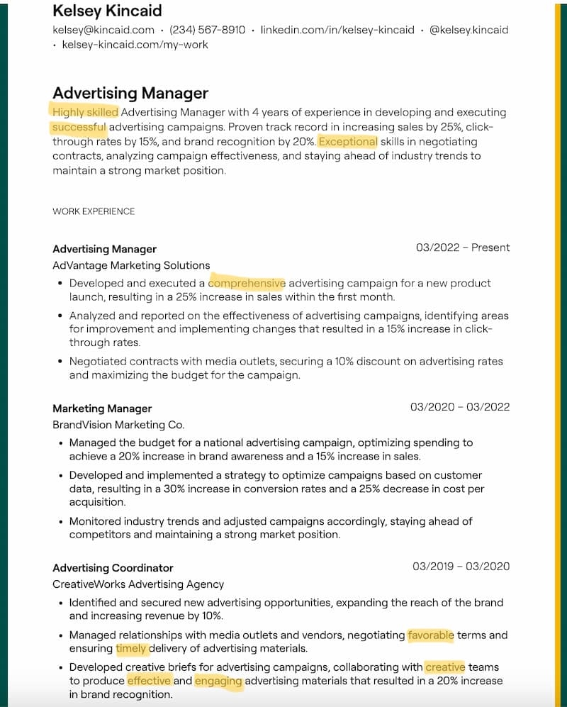 Resume Adjectives The Impact Of Using Descriptive Language On Your 