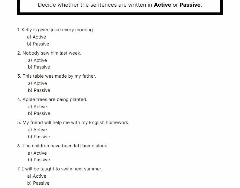 Rewrite The Sentences Using Passive Voice Past Simple Exercise 2
