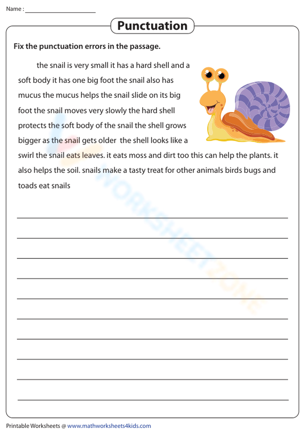Rewriting With Correct Punctuation Worksheet Worksheets Library