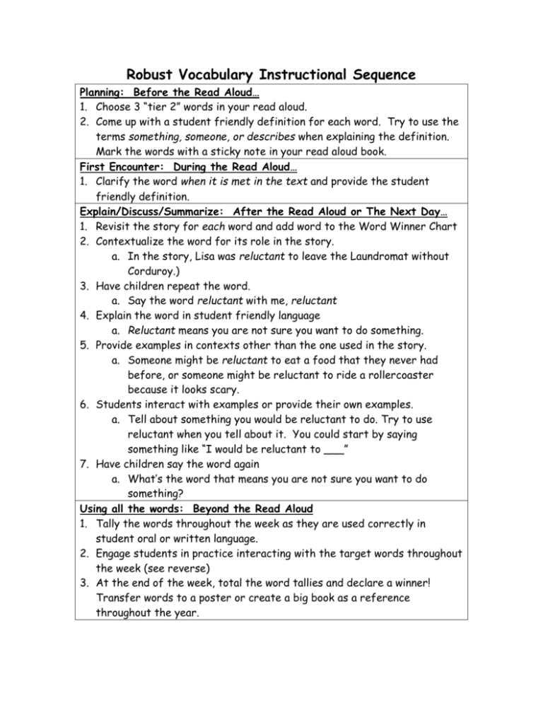 Robust Vocabulary Instruction