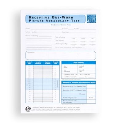  ROWPVT 4 Receptive One Word Picture Vocabulary Test Fourth Edition