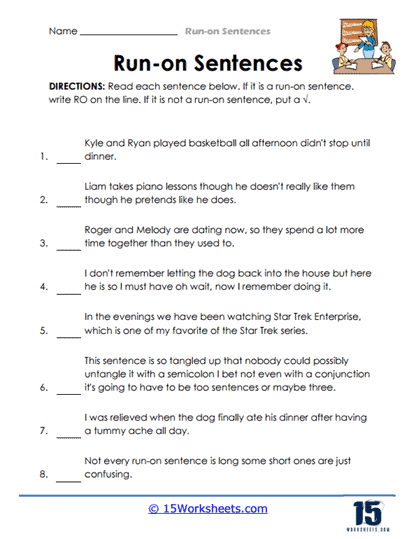 Run on Sentences Worksheets 15 Worksheets Worksheets Library