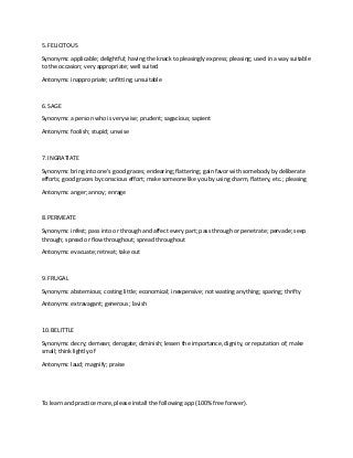 Sample Sat Vocabulary Questions PDF