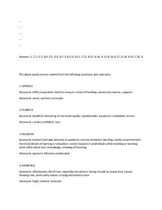 Sample Sat Vocabulary Questions PDF