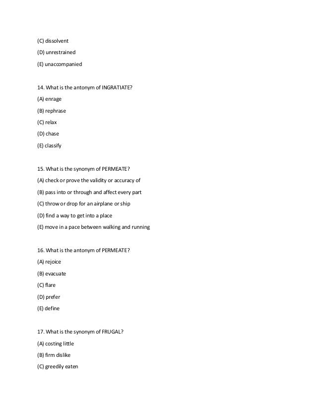 Sample Sat Vocabulary Questions PDF