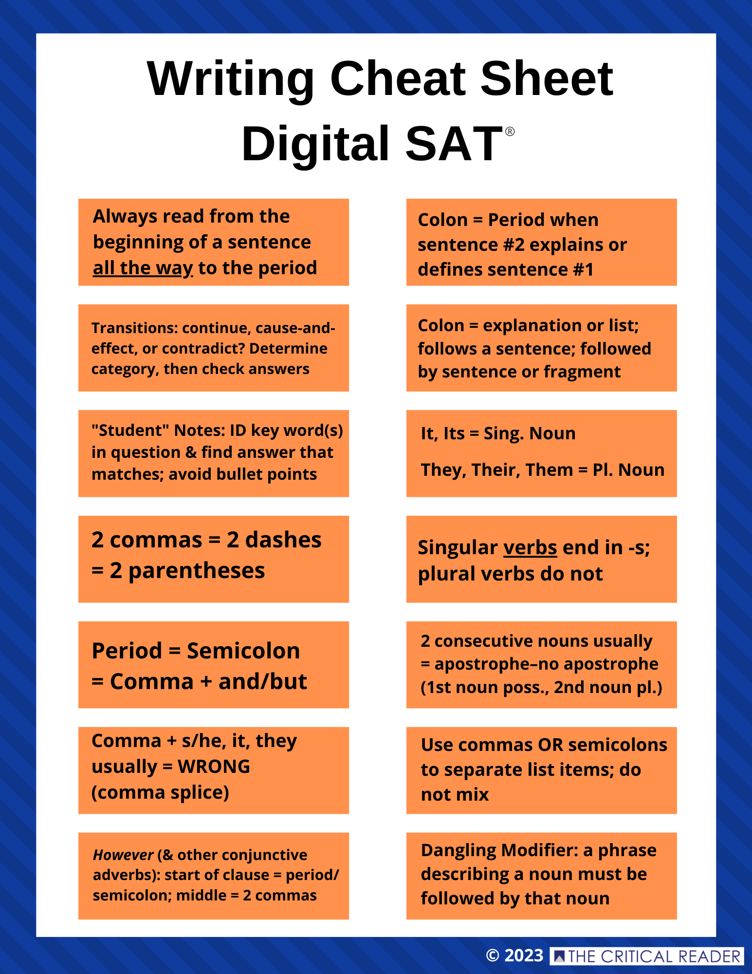 SAT ACT Grammar Cheat Sheet Free The Critical Reader 41 OFF