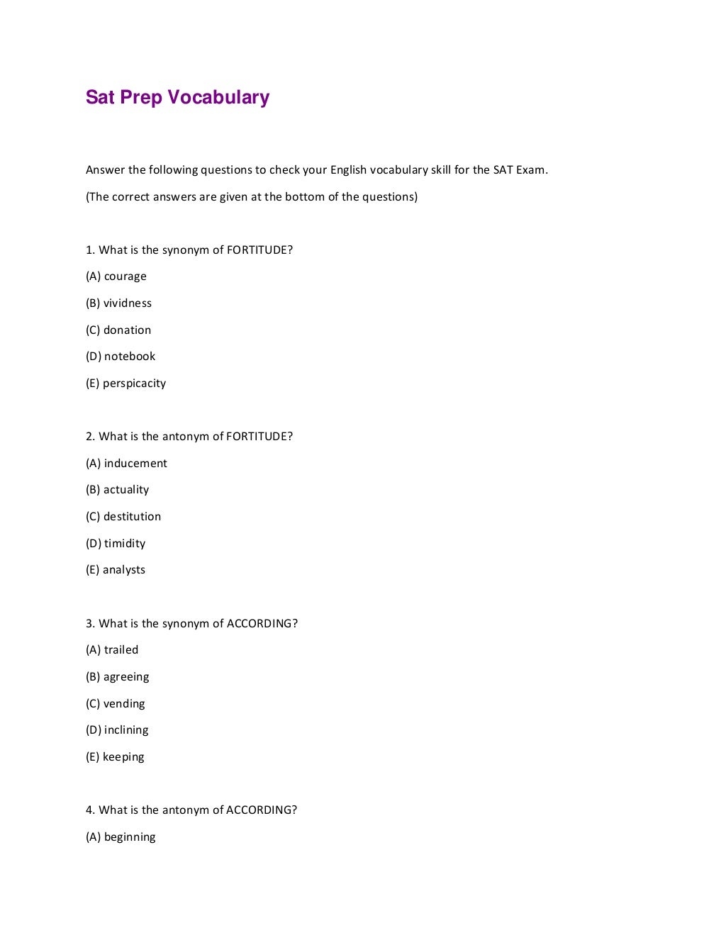 Sat Prep Vocabulary PDF