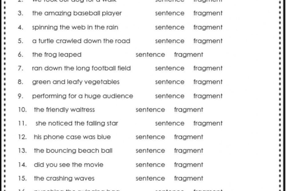 Sentence Fragment Practice Worksheet Live Worksheets Worksheets Library