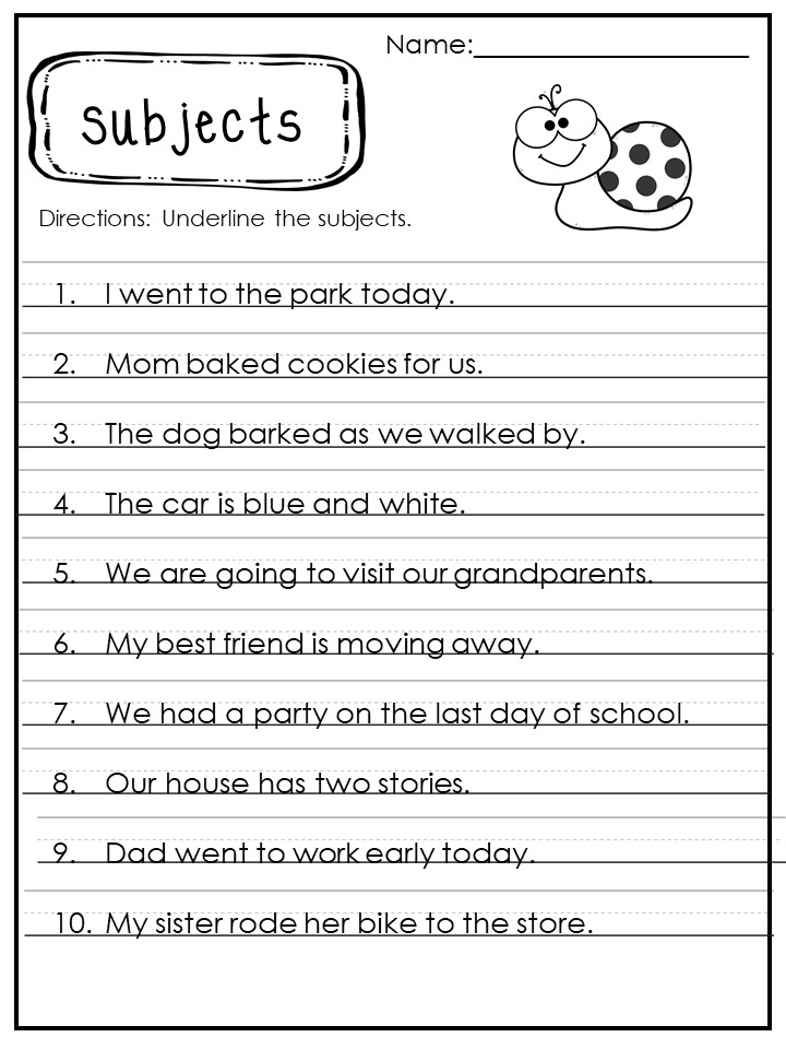 sample sentence subject and predicate