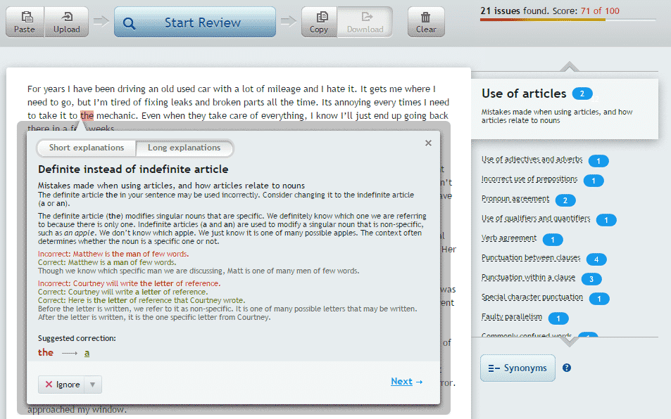 grammar and sentence structure checker