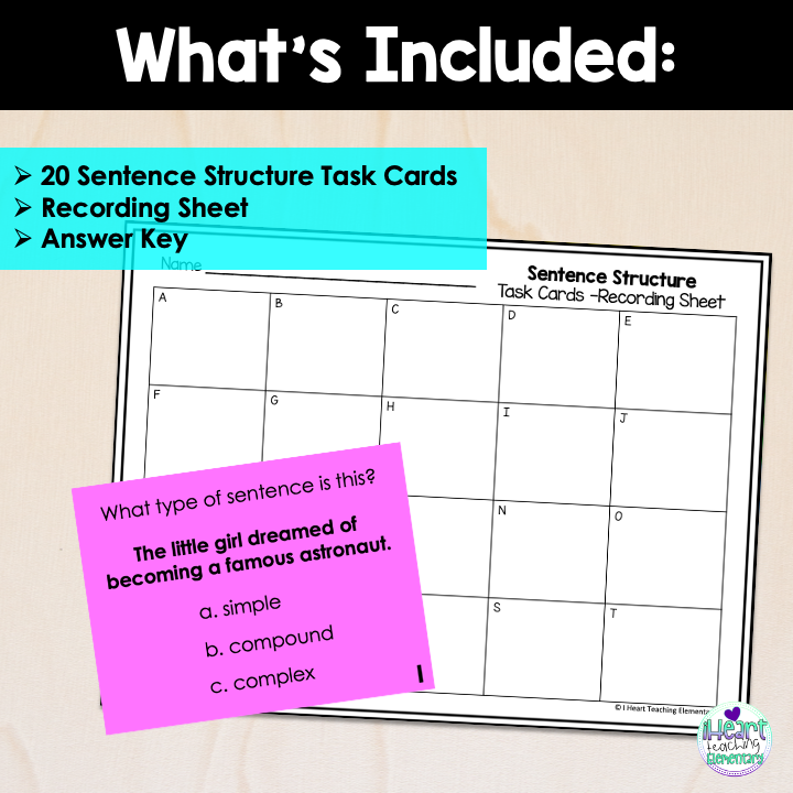 Sentence Structure Task Cards