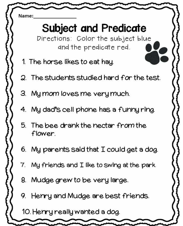 Sentence Subject And Predicate