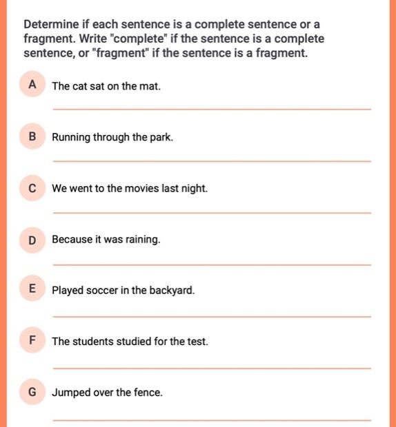 Sentences And Sentence Fragments Worksheet Worksheets Library