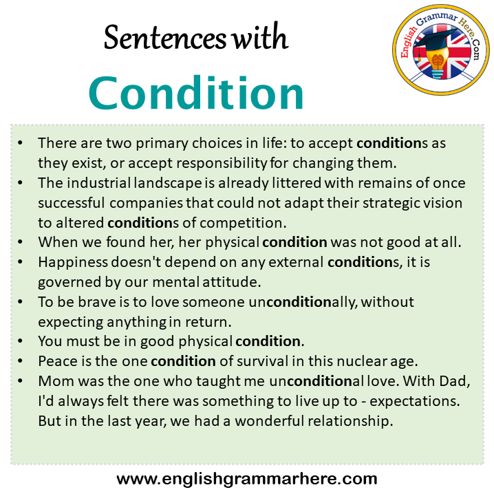 Sentences With Condition Condition In A Sentence In English Sentences 