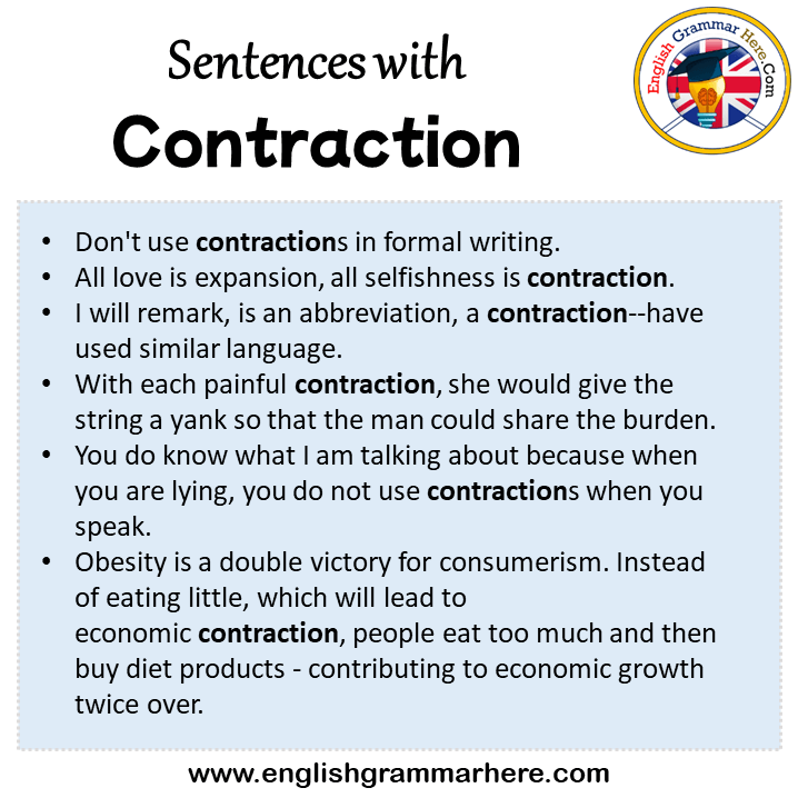 Sentences With Contraction Contraction In A Sentence In English 