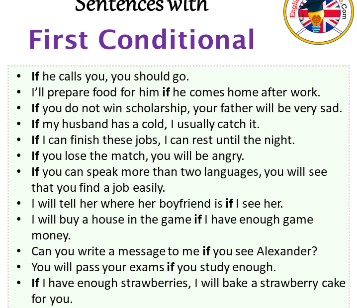 Sentences With First Conditional First Conditional In A Sentence In