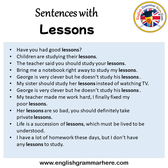Sentences With Lessons Lessons In A Sentence In English Sentences For 