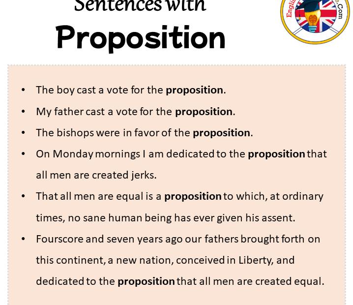 Sentences With Proposition Proposition In A Sentence In English