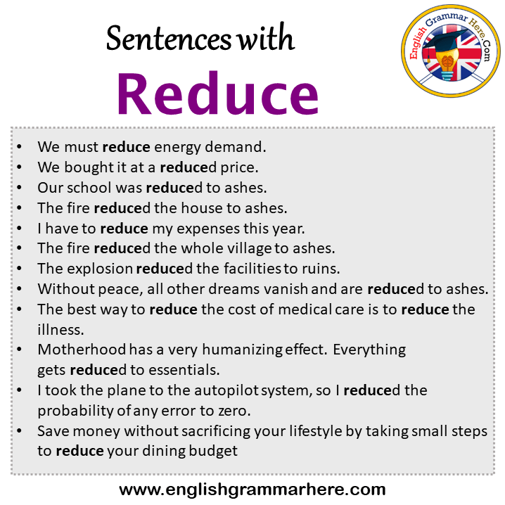 Sentences With Reduce Reduce In A Sentence In English Sentences For 