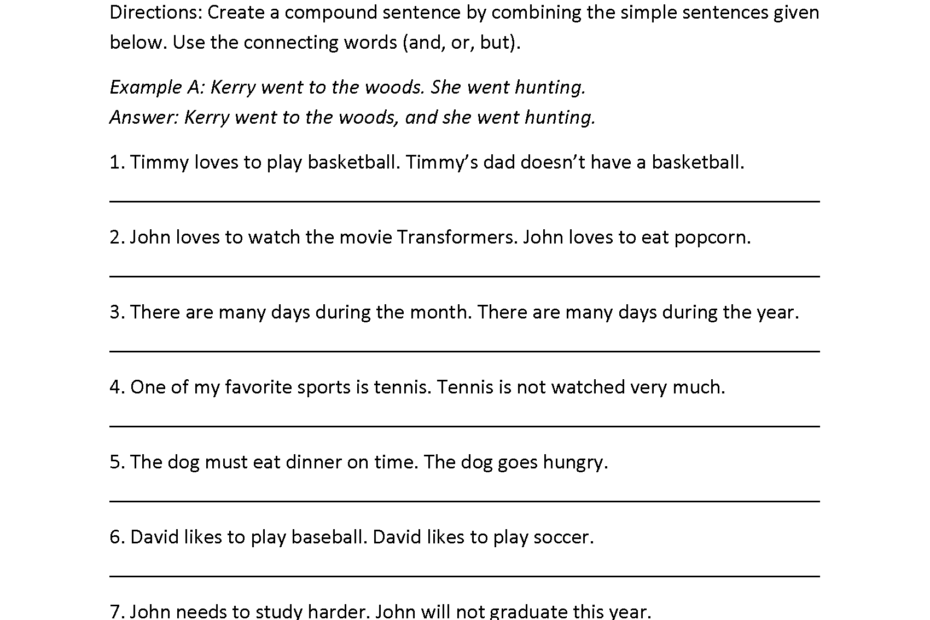 Simple Complex And Compound Sentences Exercises