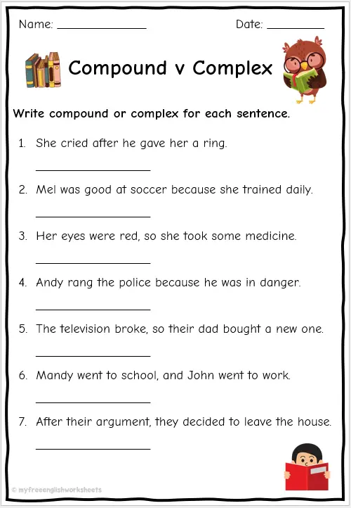 Simple Compound And Complex Sentences Exercises With Vrogue co