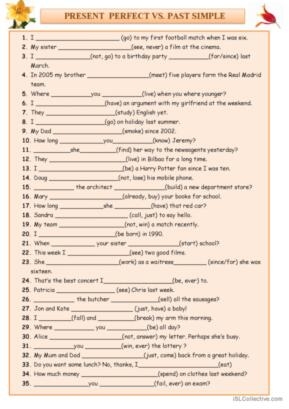 present perfect exercises pdf