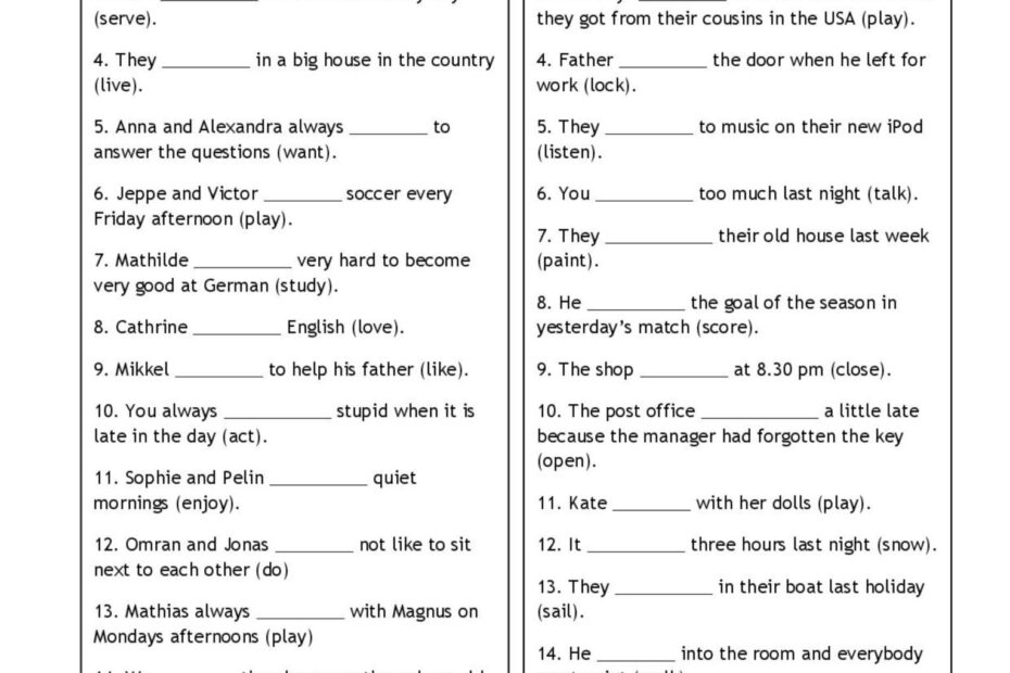 Simple Past X Simple Present Simple Past Tense Worksheet Sim