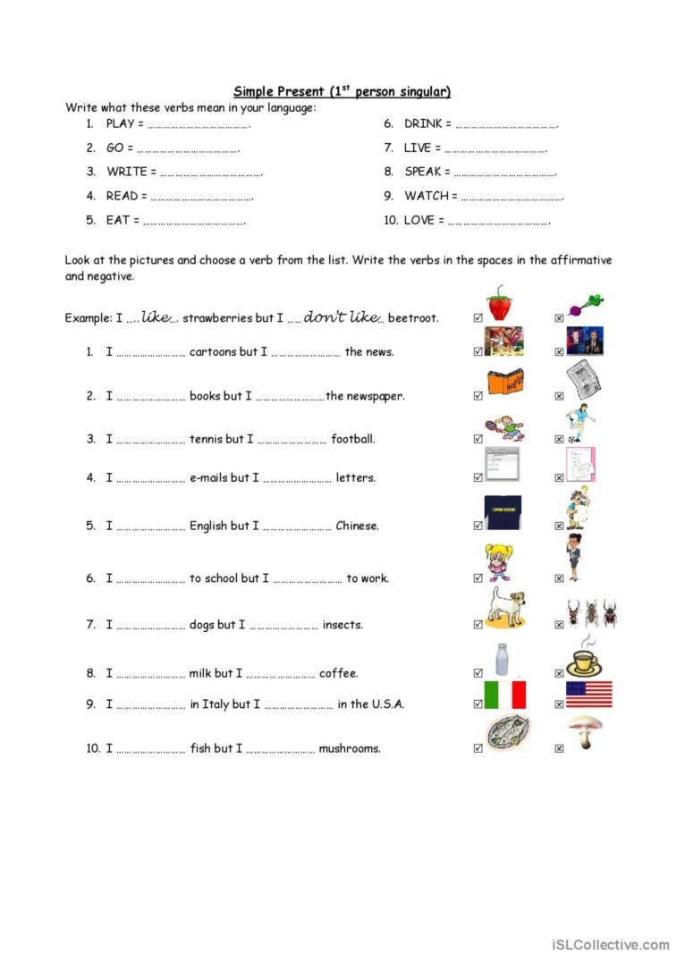 present simple exercise with answers