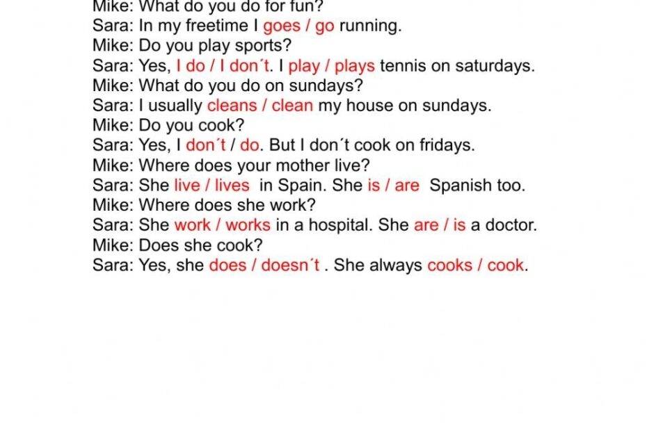 Simple Present Dialogue Exercise Worksheet English As A Second