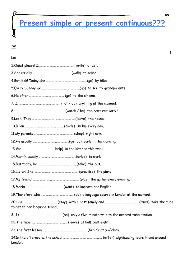 Simple Present Present Simple Exercise Images